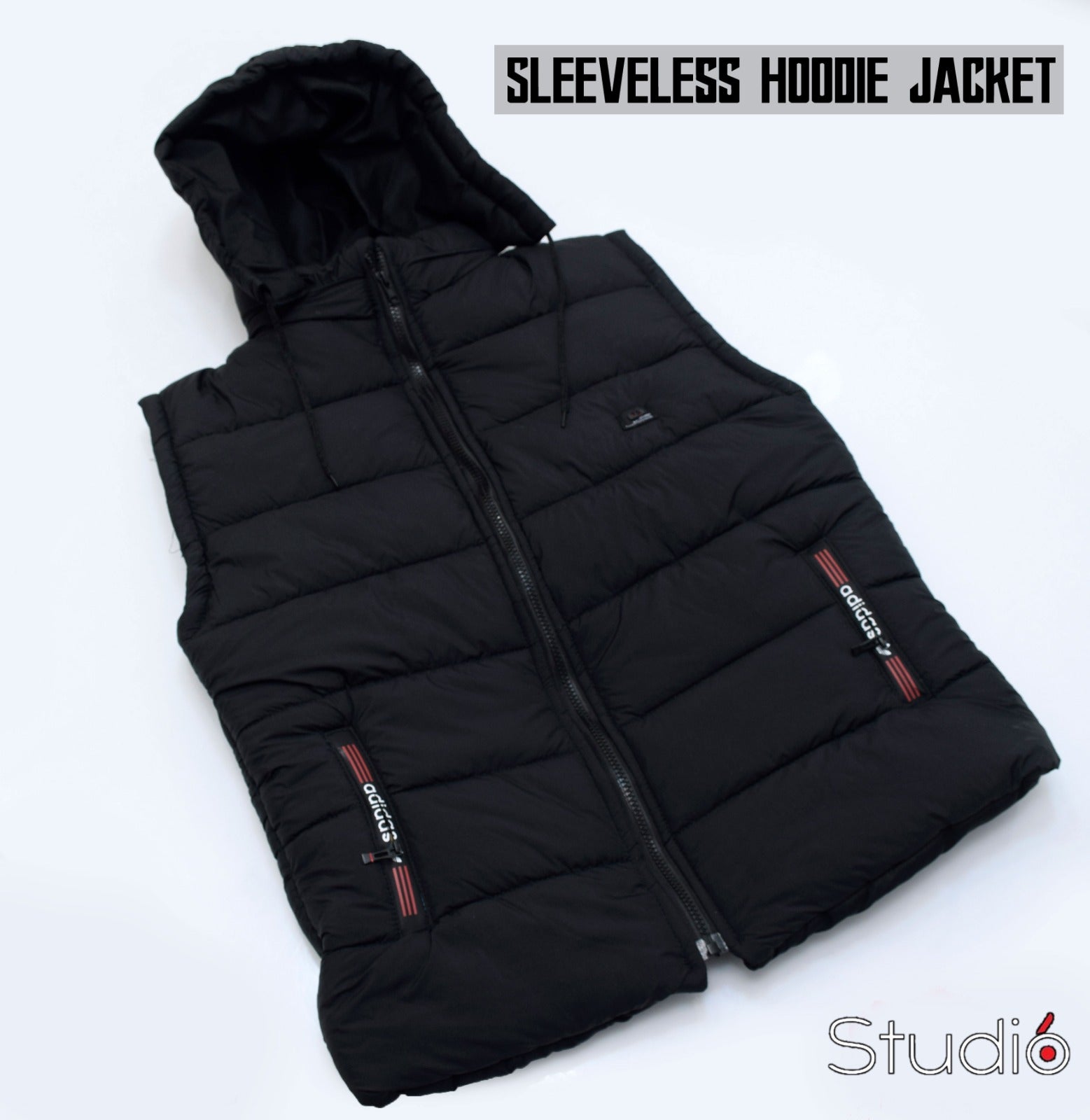 Half Sleeves Puffer Jacket-Black