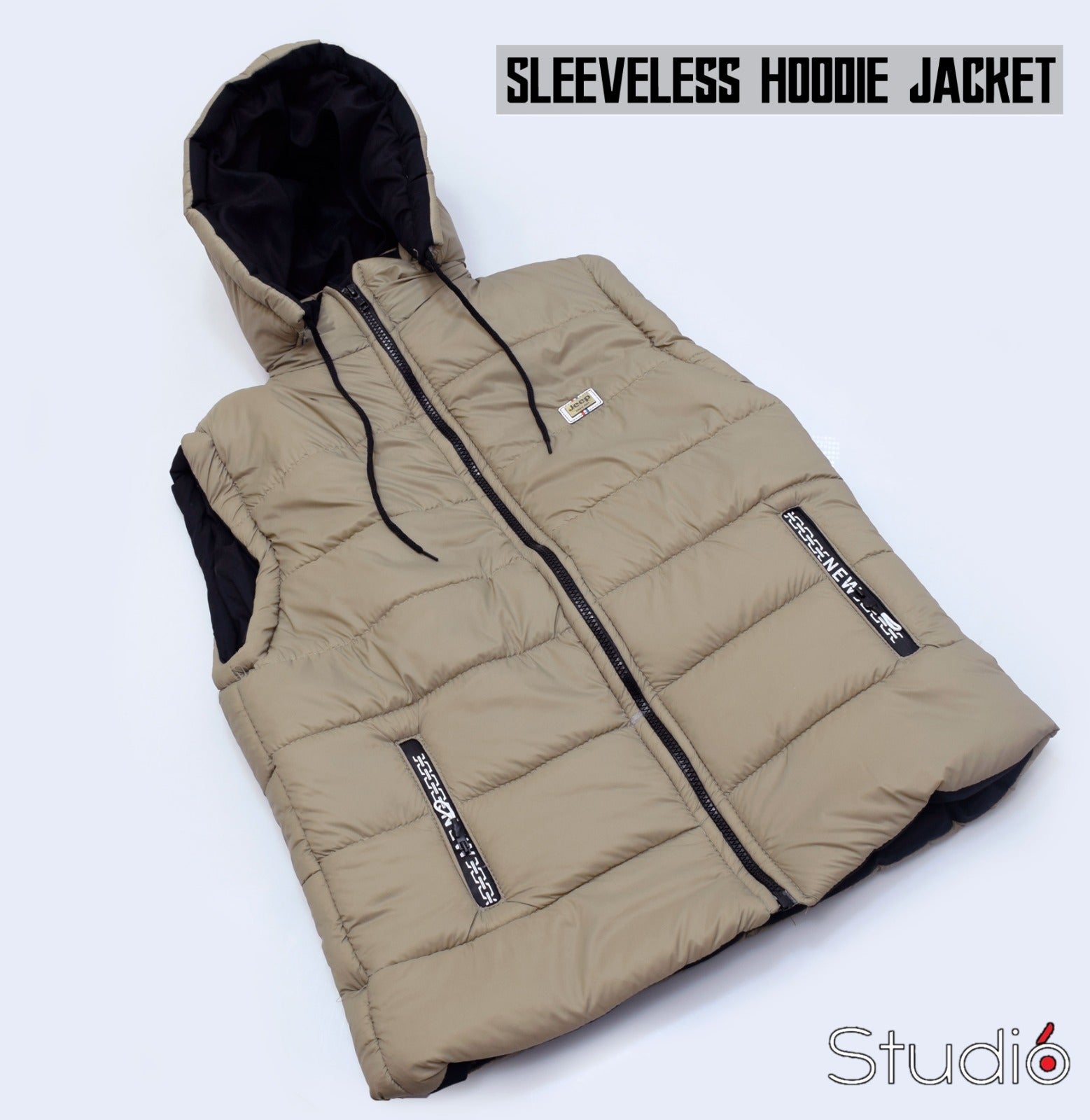 Half Sleeves Puffer Jacket-beige