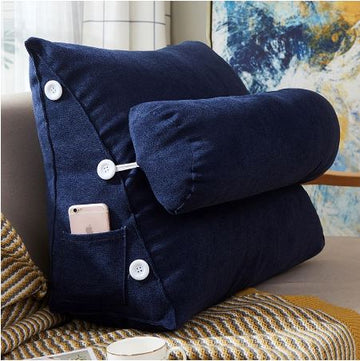 Velvet Triangular Cushions With Ball Fiber Filling (2 Pieces) - Blue