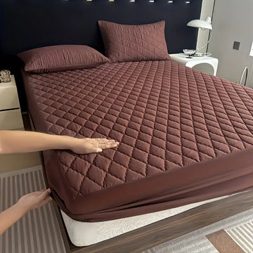Quilted  Fitted Protector Double Bed-brown