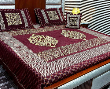 Velvet Jacquard 4 Piece Bedsheet D-3
