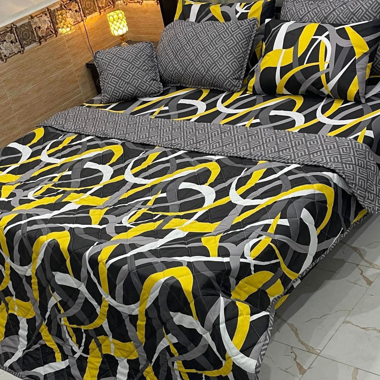 7 Pcs Quilted Comforter Set 3034