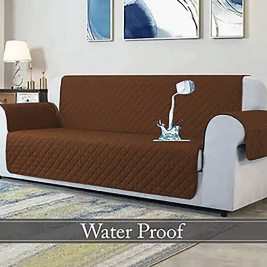 Waterproof Cotton Quilted Sofa Cover - Sofa Runner - (Brown)