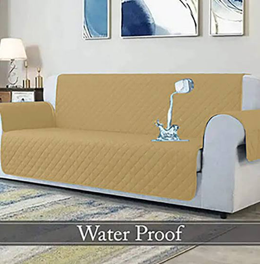 Waterproof Cotton Quilted Sofa Cover - Sofa Runner - (Beige)