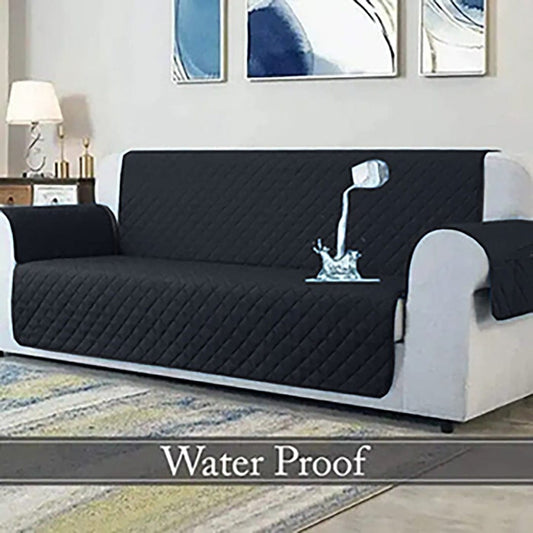 Waterproof Cotton Quilted Sofa Cover - Sofa Runner - (Black)