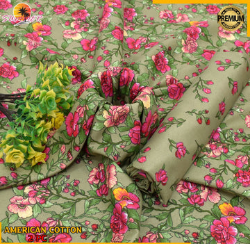 2pc American Cotton Unsititched suit -211