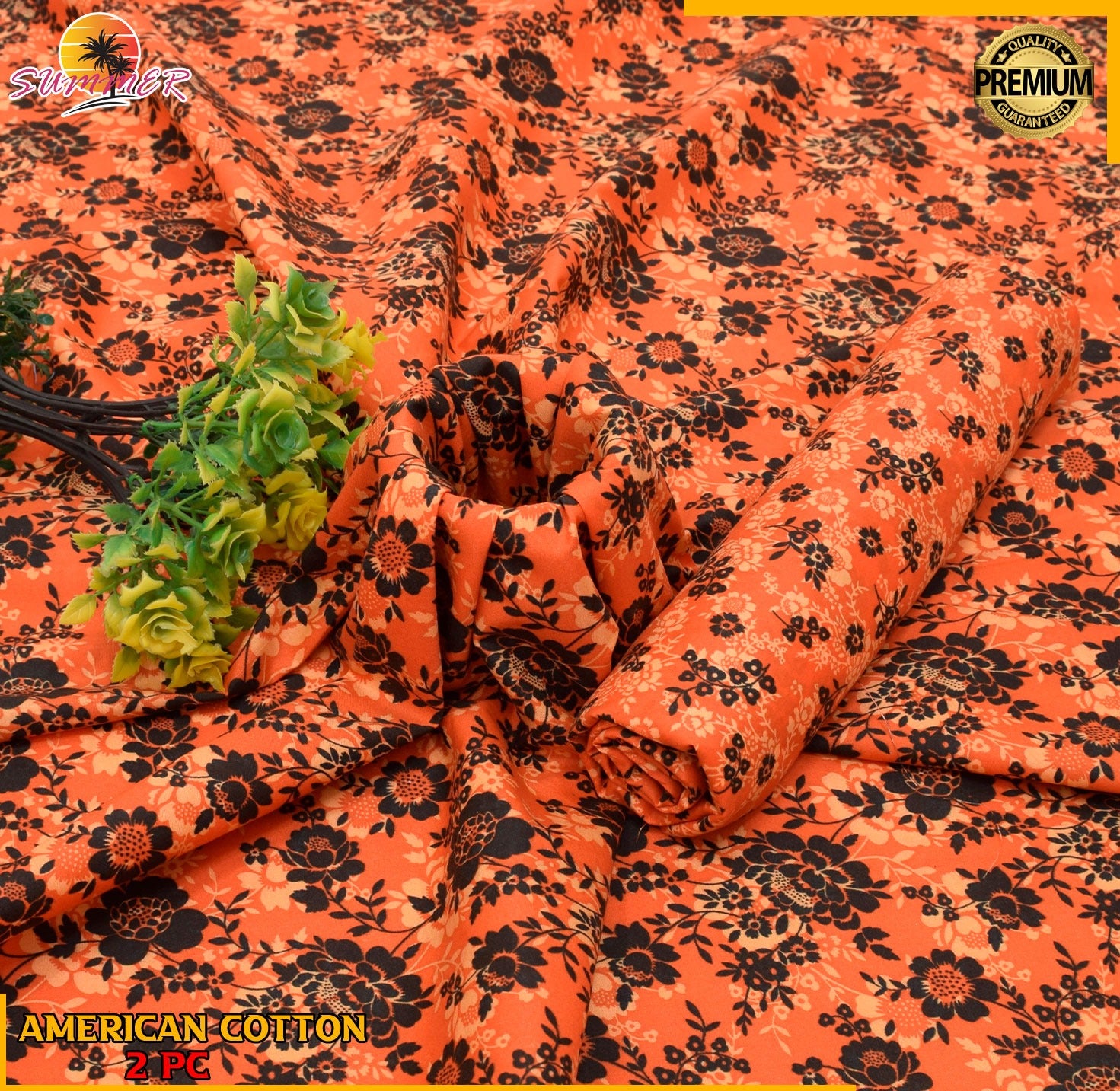 2pc American Cotton Unsititched suit -203