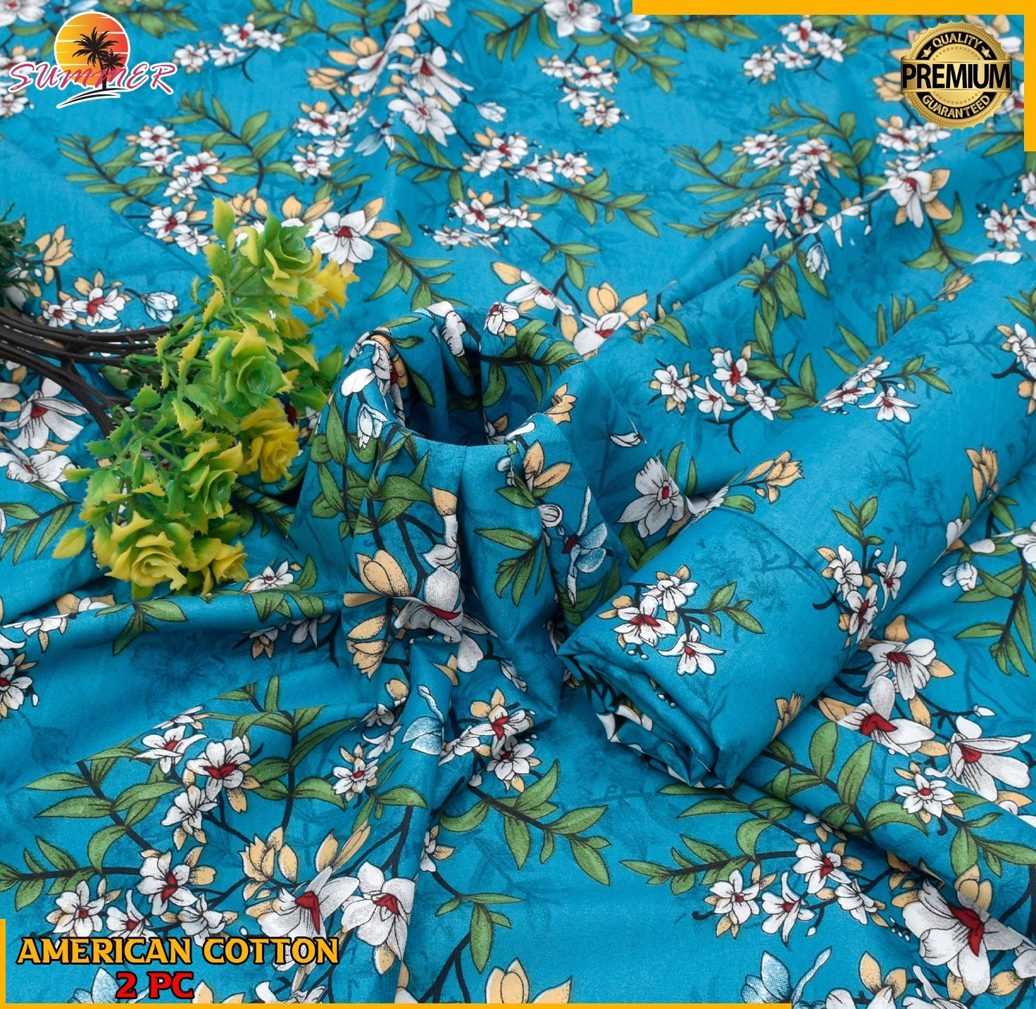 2pc American Cotton Unsititched suit -202