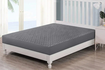 Quilted Fitted  Cover For Double bed Fitted  Protector Anti Sleep Bed Sheet-Grey