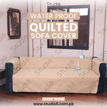 Waterproof Cotton Quilted Sofa Cover - Sofa Runner - (Copper)