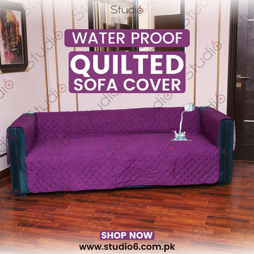 Waterproof Cotton Quilted Sofa Cover - Sofa Runner - (Purple)