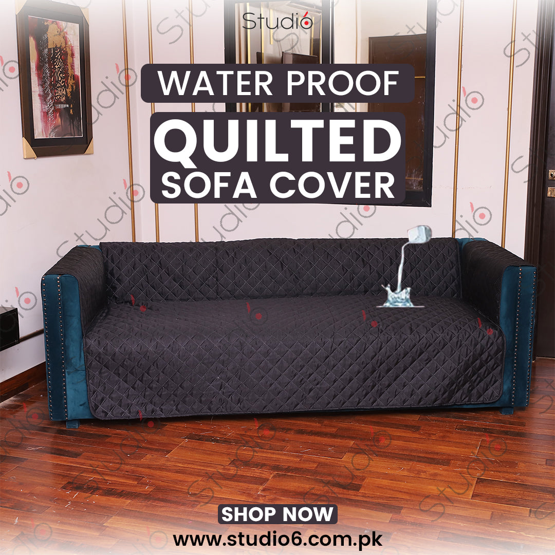 Waterproof Cotton Quilted Sofa Cover - Sofa Runner - (Black)