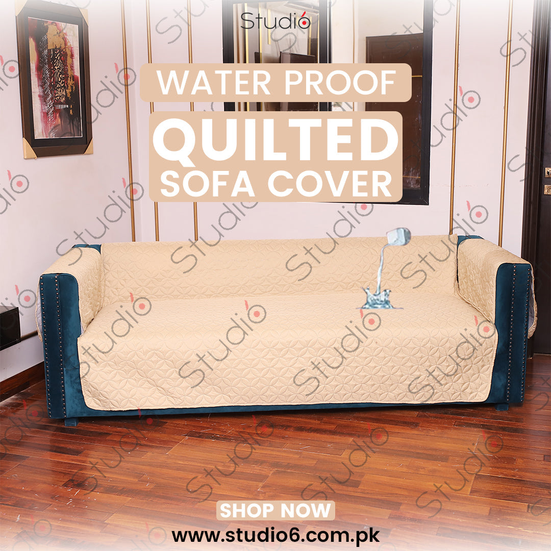 Waterproof Cotton Quilted Sofa Cover - Sofa Runner - (Beige)